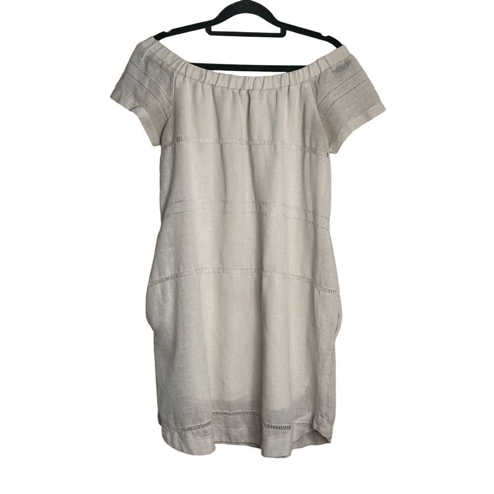 ASTR the Label Off Shoulder Shift Dress Beige‎ Khaki Knit Size Medium